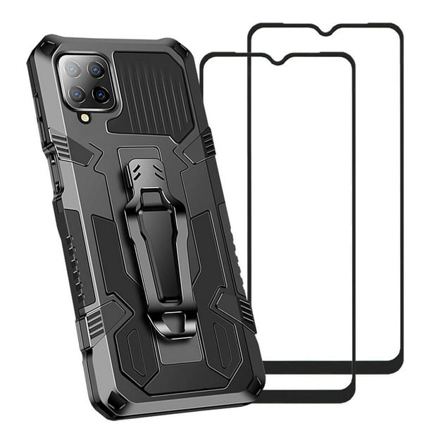 Funda QWYJ Samsung Galaxy A12 5G Negro Armadura Doble Capa con Soporte Integrado y Clip de Cinturón