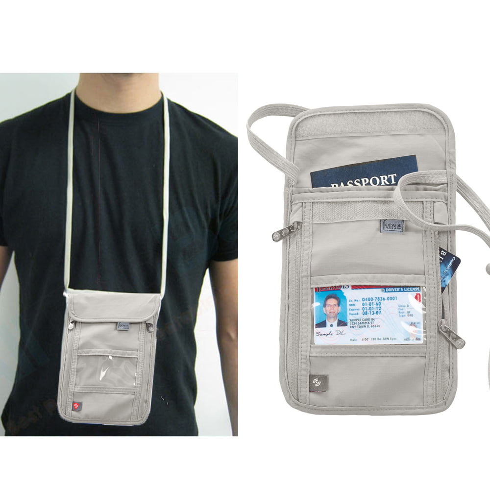 RFID Wallet Bag Passport Neck Pouch Blocking Security Travel Card Holder Stash 