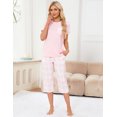 thumbnail image 6 of Women's Short Sleeve Pajamas Sets with Capri Pants 2 Piece Womens Capri Pajama Sets with Pockets Summer Plaid Print Sleepwear Set for Women, S-XXL, 6 of 12
