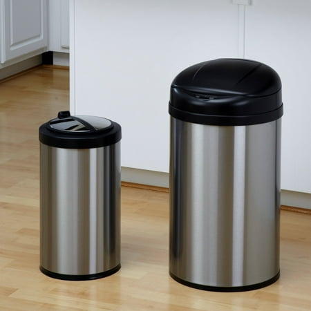 Nine Stars Combo Touchless Stainless Steel 10.5 and 3.2 Gallon Trash Can