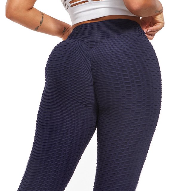 Mallas anticelulíticas para levantamiento de glúteos y cadera de burbuja para mujer, mallas de Yoga para entrenamiento de cintura alta, color azul marino 2XL Jormftte LRWJ016-24