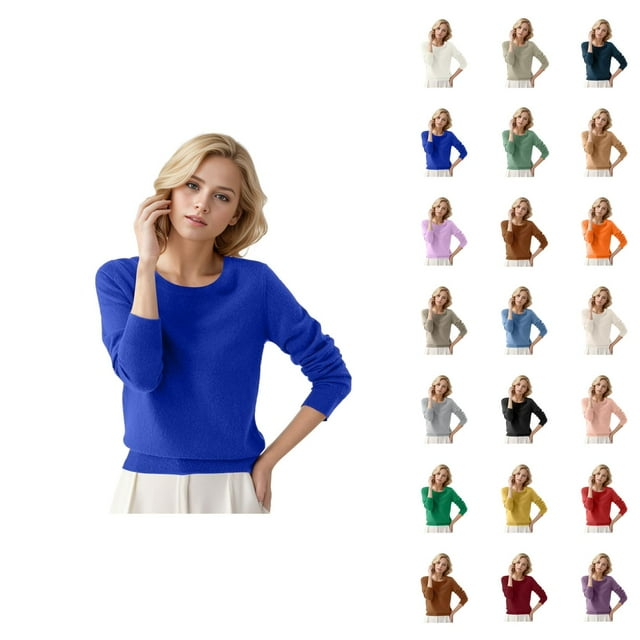 Pulls pour Femmes 2026 Mode Automne Hiver Manches Longues Col Rond Doux Tricoté Uni