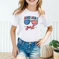 thumbnail image 5 of Bysome 4Th Of July Clothes For Kids Girls Flag Print Comfortable Casual Girls Tops Summer Crew Neck Short Sleeve Tshirts White Size 3-4 Years, 5 of 6