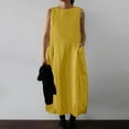 thumbnail image 2 of Wycnly Summer Dresses for Women Casual Solid Cotton Linen Plus Size Loose Pocket Tank Dresses 2025 Sleeveless Crewneck Plain Long Formal Dress Yellow XXXL, 2 of 6