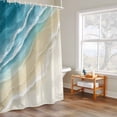 thumbnail image 6 of Abstracts Sandy Beach Shower Curtains for Bathroom, Teal Blue Beige Gradient Ocean Wave Washable Fabric Shower Curtain with Hooks Waterproof Bathroom Decor Sets, 72 x 72 Inches, 6 of 9