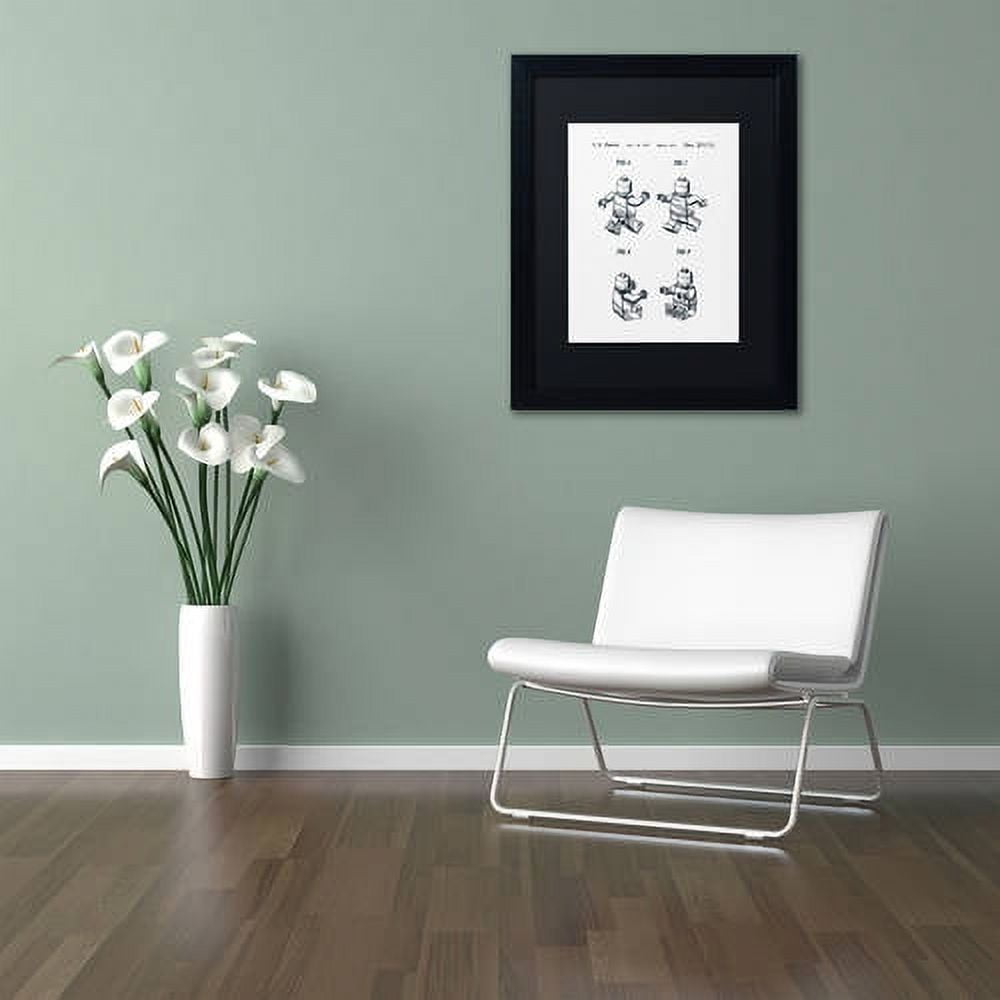 Trademark Fine Art "Lego Man Patent 1979 Page 2 White" Canvas Art by Claire Doherty, Black Matte, Black Frame