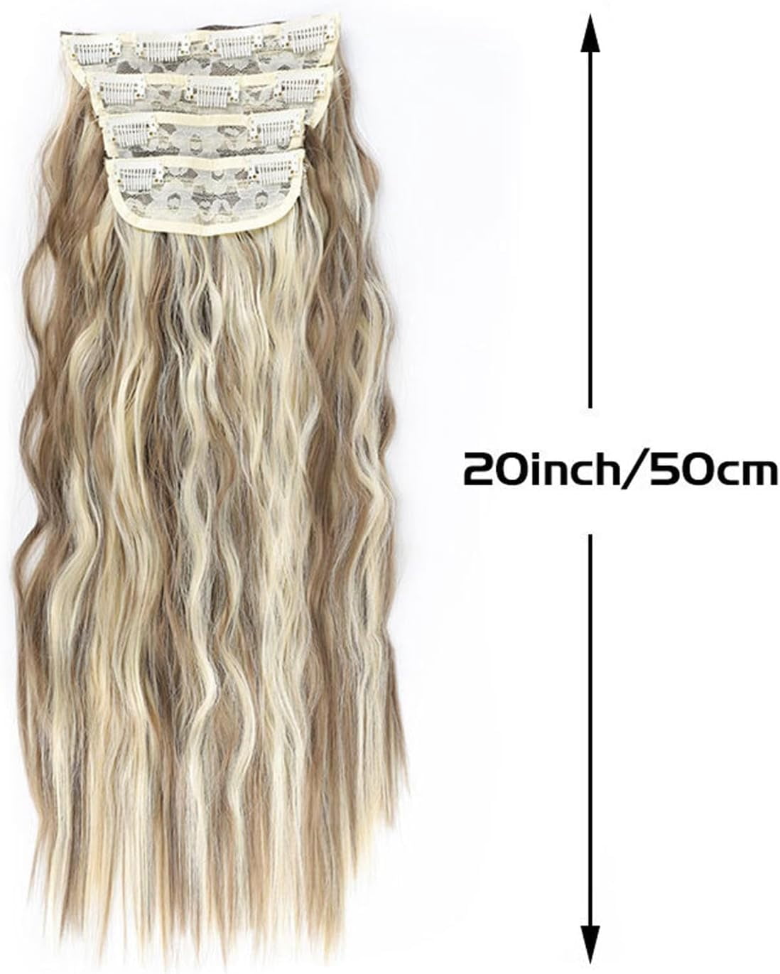 Aorsher Clip in Hair Extensions Thick Long Wavy Hair Extensions Upgrade Soft Lace Weft Layered Hair Extensions 20Inch 4PCS Ash Blonde Full Head Hairpiece