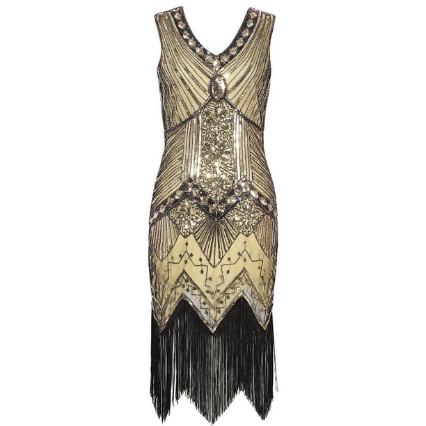 Vestido vintage de mujer de los años 20 para banquete, ligero, de lujo, para cóctel, fiesta, vestido de noche con borlas y lentejuelas