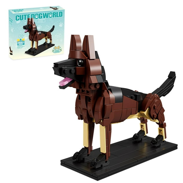 Set de construcción de juguetes KAZI, perro pastor alemán, 15 x 19 x 6 cm, 336 piezas