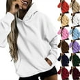 thumbnail image 2 of Chandails à Capuchon pour Femmes Coupe Ajustée Chandail à Capuche Automne Basique à Manches Longues avec Poche avant Tenue de Détente Col Rond Bleu m, 2 of 5