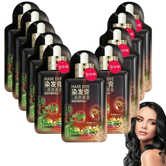 Clearance!Plant Based Hair Dye Shampoo, Plant Extract Non-damage Hair Dye Cream, Hair Dye Korean, Bubble Plant Hair Dye Shampoo 30ml 10packs(Natural Black)