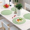 thumbnail image 6 of Ryvnso Checkered Pattern Green Grid Round Plate Mats Dining Table Placemat Set of 4 for Holiday Decoration, 6 of 7