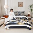 thumbnail image 4 of Homewish Valentine's Day Full Size Comforter Sets 3-Piece for Female Men Adults,Pink Fashion High Heels Bedding Comforter Set,Geometric Stripes Lightweight Bedding Sets,Breathable Home Decor, 4 of 8