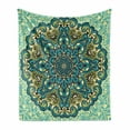 thumbnail image 1 of Ethnic Soft Flannel Fleece Throw Blanket, Abstract Flower Arrangement Mandala Style Nature Elements Vibrant, Cozy Plush for Indoor and Outdoor Use, 50" x 70", Pale Yellow Turquoise, by Ambesonne, 1 of 6