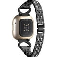 thumbnail image 3 of REQO Metal Bands Compatible with Fitbit Sense 2/Sense/Versa 4/Versa 3 Bands, Adjustable Classic Stainless Steel Bands Diamond Rhinestone Links Bracelet Band for Man&Women, 3 of 7
