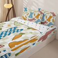 thumbnail image 3 of Homewish Cute Rabbit Print Zipper Twin Comforter Sets with Fitted Sheet and 2 Pillowcases,Colorful Stars Print Zipper Bedding Set For Kids,Reversible,4 Pieces, 3 of 7