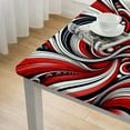 thumbnail image 4 of nygtbtfer Geometric Leaves Tablecloth for Round/Rectangle/Oval/Square Tablecloth in Table Cloth Cover for Fall Baby Shower Christmas Wedding Party, Contemporary Minimalist Red Black Line, 4 of 7