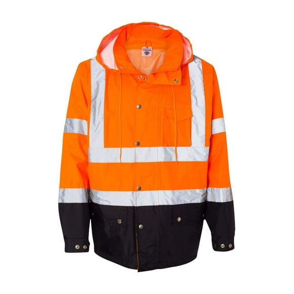 Kishigo RWJ103 Storm Cover High-Viz Rainwear Jacket, Fits Small and Medium, Orange