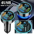thumbnail image 4 of 66W 4 Ports USB Car Charger Fast Charging PD Quick Charge 3.0 USB C Car Phone, 4 of 6