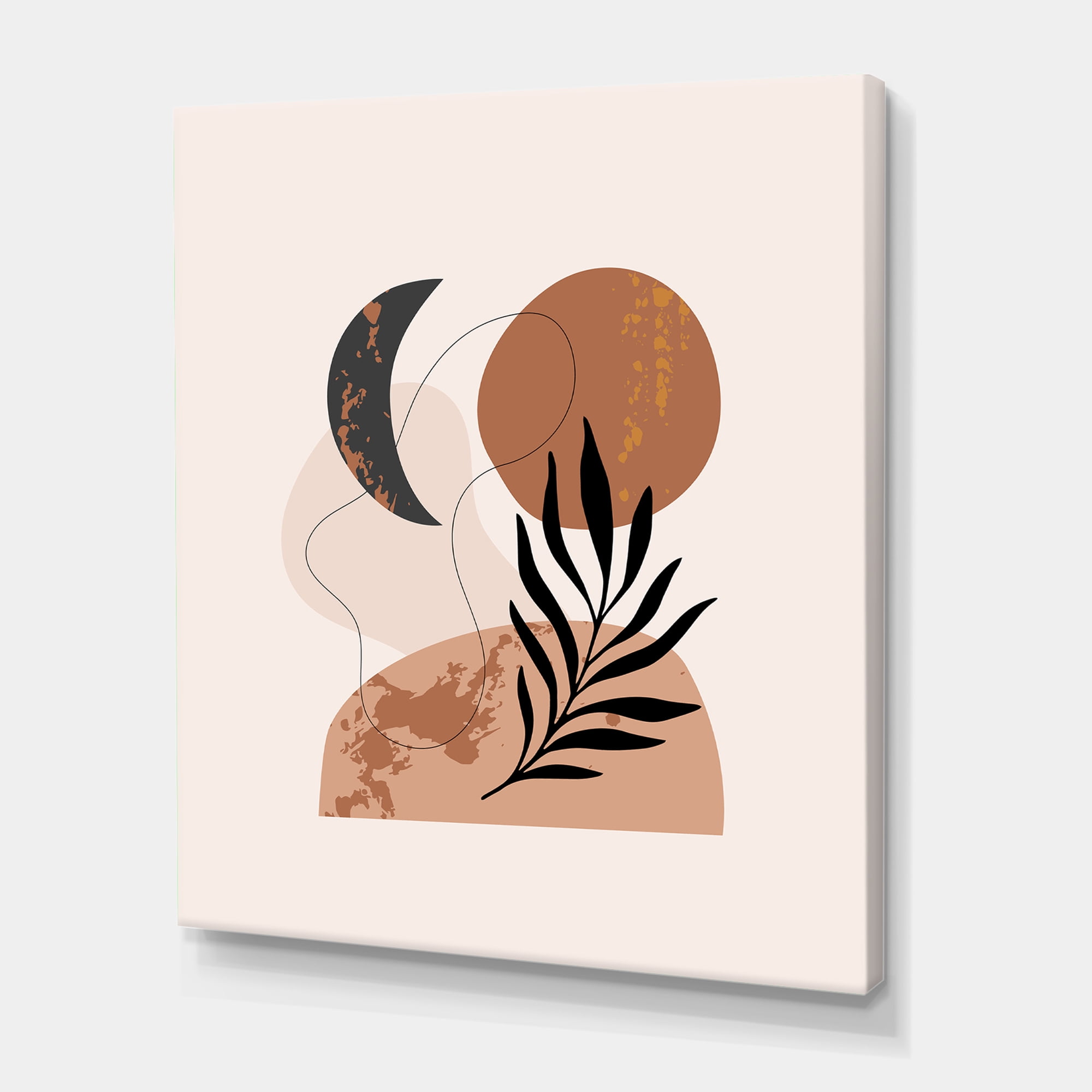 Designart ' Sun and Moon Shapes In Retro Terracotta Tones I ' Modern Canvas Wall Art Print