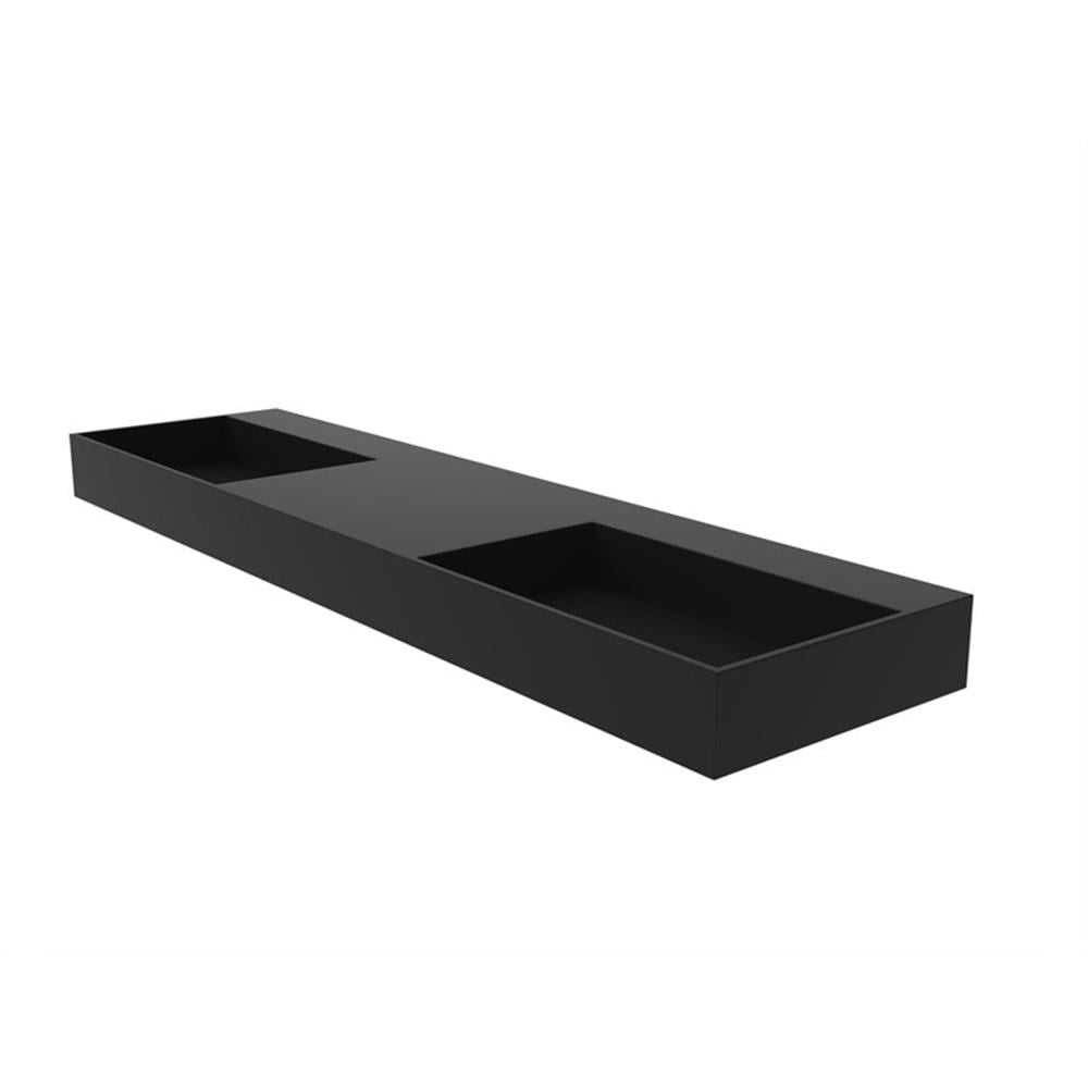 Juniper 72" Stone Bathroom Sink w/No Faucet Hole in Black