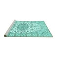 thumbnail image 2 of Ahgly Company Machine Washable Indoor Round Medallion Turquoise Blue Traditional Area Rugs, 4' Round, 2 of 4