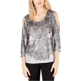 thumbnail image 1 of INC Blusa con hombros descubiertos líquidos para mujer, metálica, grande, 1 of 2