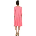 thumbnail image 4 of Women's Casual Relexed Fit 3/4 Sleeve Jersey Knit A-Line Solid Midi Dress, 4 of 4