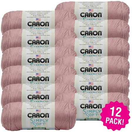 - Caron Simply Soft Solids Yarn - Victorian Rose, Multipack of 12