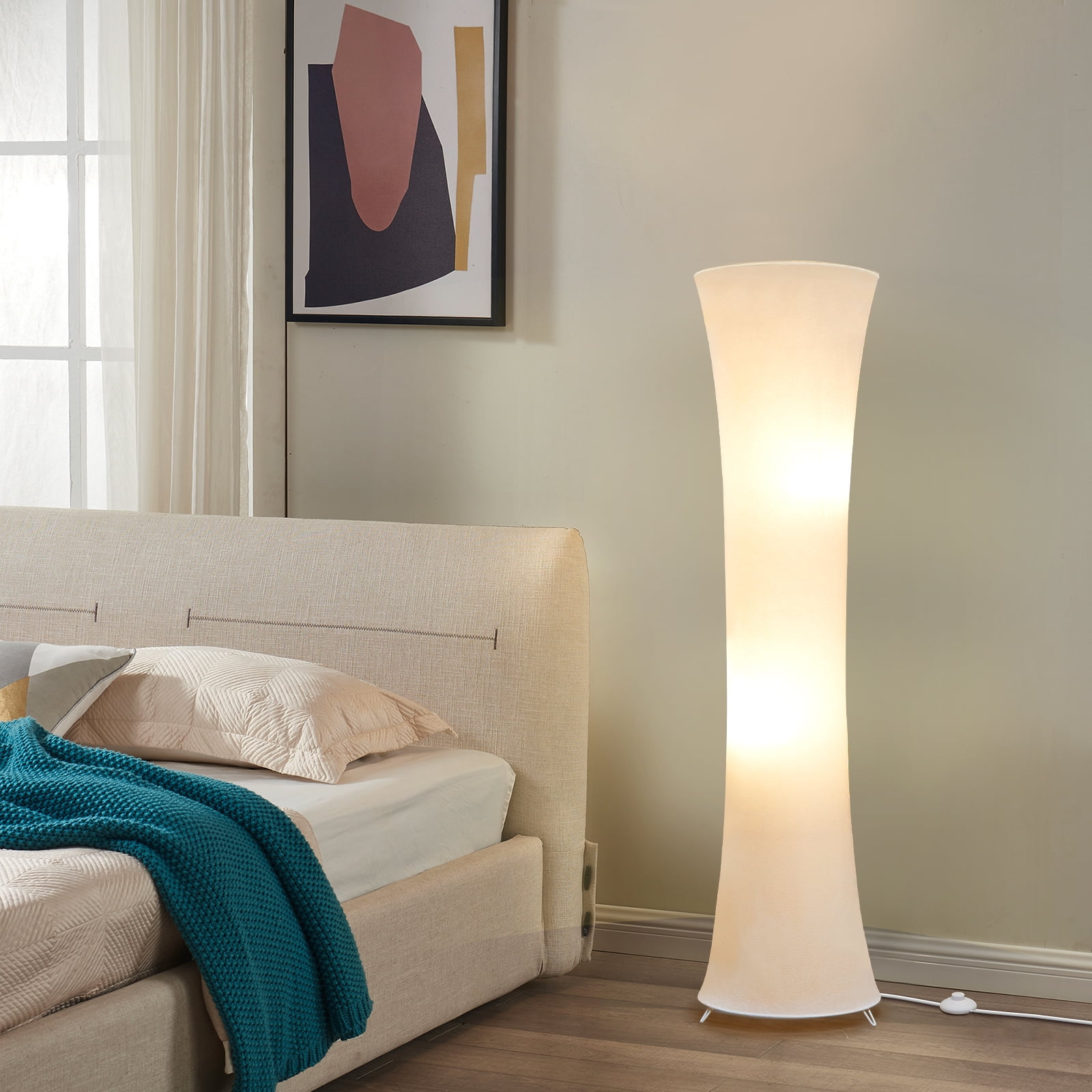NATYSWAN 46“ Floor Lamp for Living Room, 3 Color Temperature Led Column Floor Lamp Standing Lamp Corner Floor Lamp for Bedroom, Office & Living Room, Bulbs Include