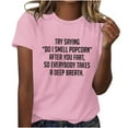 thumbnail image 2 of Penkiiy Trendy Women's Funny Letter Print T-Shirt | Summer Casual Comfort & Fashion Staple S Pink, 2 of 9