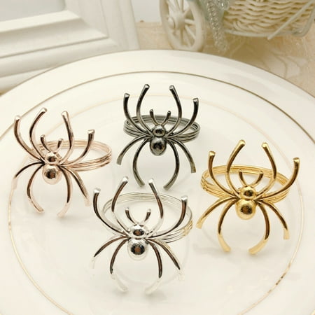 

Decor Store 6Pcs/Set Spider Shape Napkin Ring Exquisite Festive Touch Alloy Waterproof Napkin Ring for Halloween