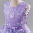 thumbnail image 6 of IDOPIP Sequin Flower Girl Lace Dress for Kids Wedding Pageant Formal Party Long Gown Princess Communion Tulle Dresses 5-6 Years Purple Sequin Butterfly Lace, 6 of 9
