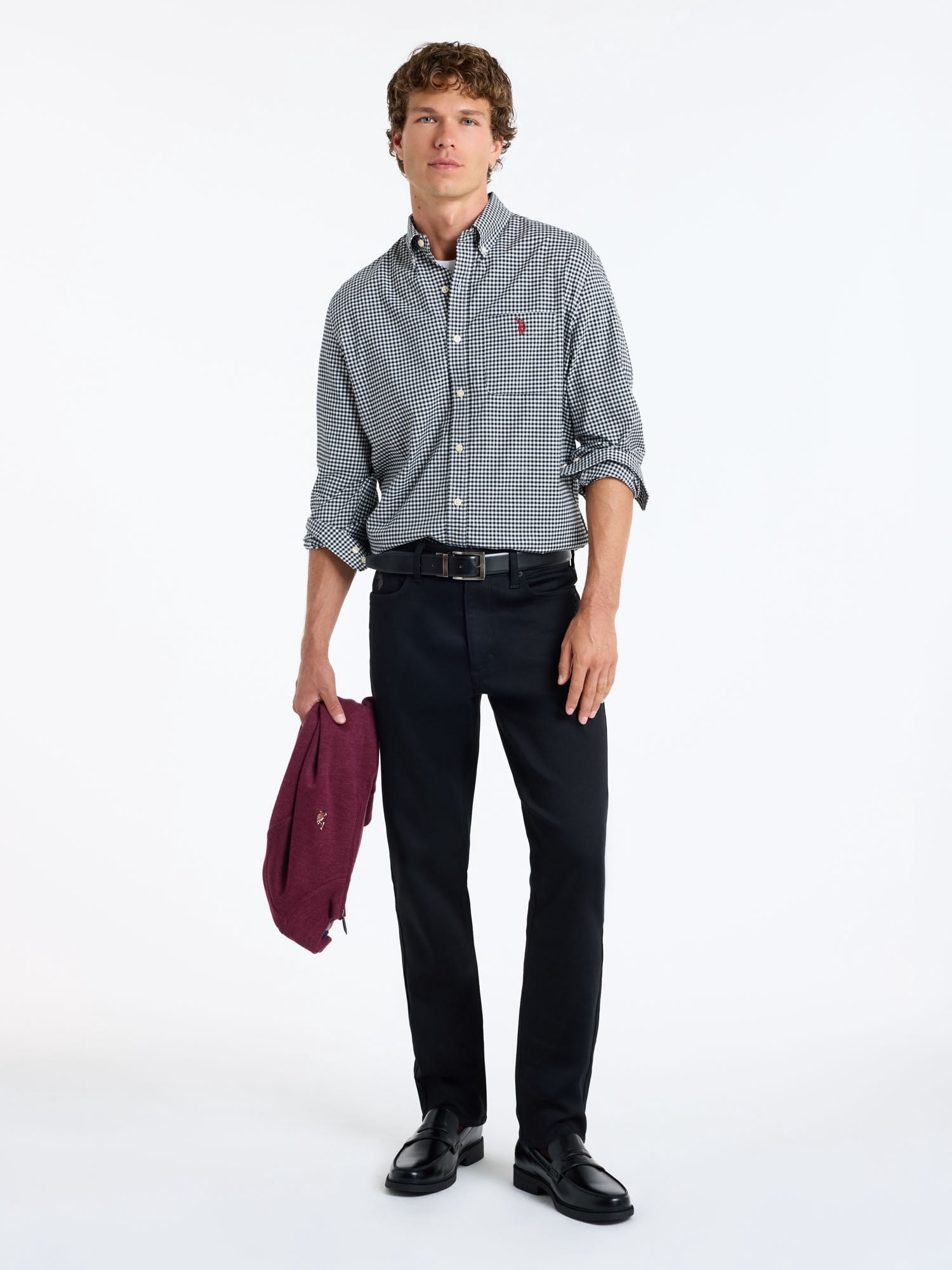 U.S. Polo Assn. Men's Soft Cotton Madras Button Down Shirt
