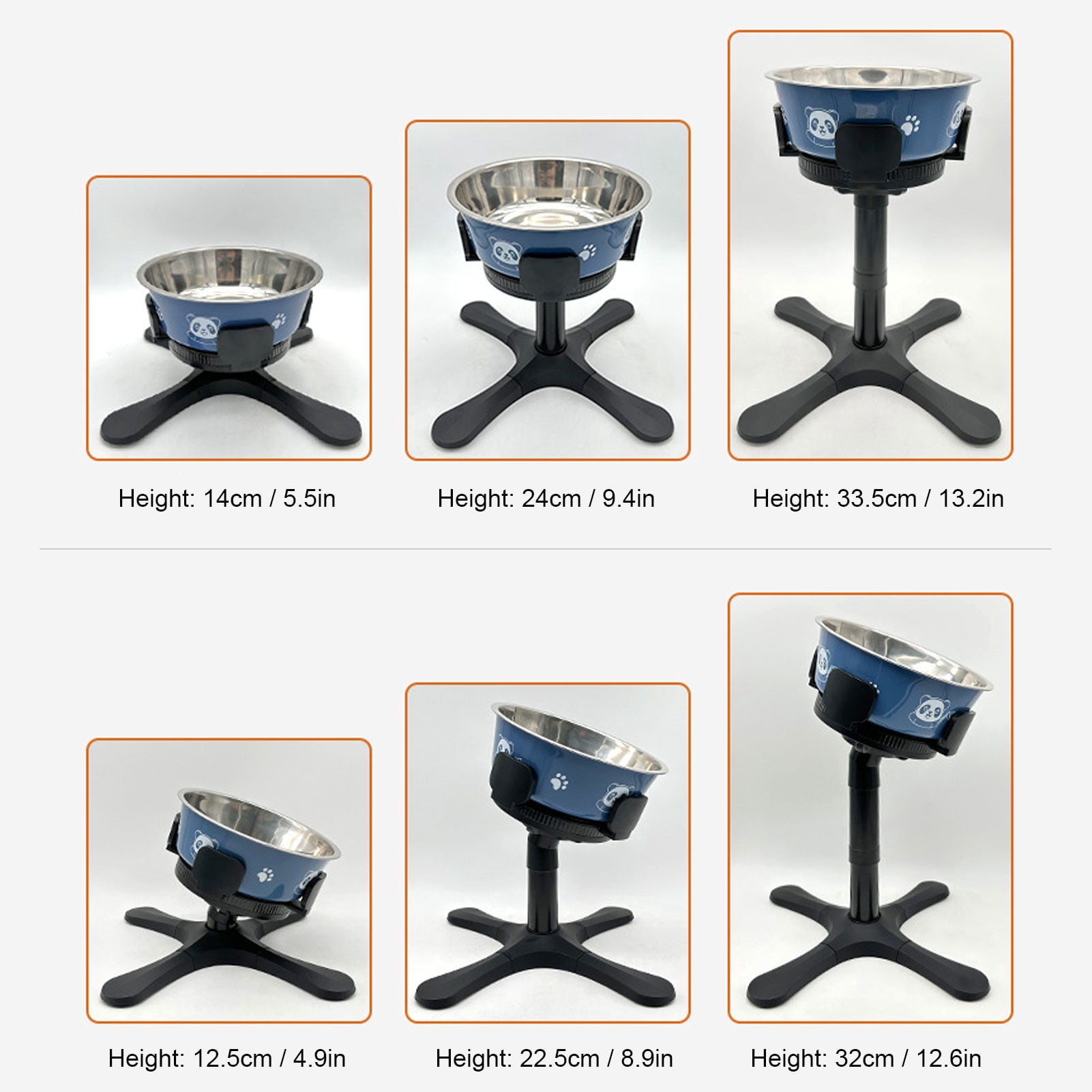 LAZIOEGR Adjustable Elevated Dog Bowl Stand Tilted Raised Feeding Station for Medium Large Dogs with Removable Bowl 8.27 inches