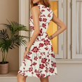thumbnail image 4 of WTOBBY Breathable Women's Sleeveless V-Neck Casual Dress with Floral Print Pleated Hem for Summer Outdoor Parties and Office Casual Wear with Comfort Fit,Red2XL, 4 of 5