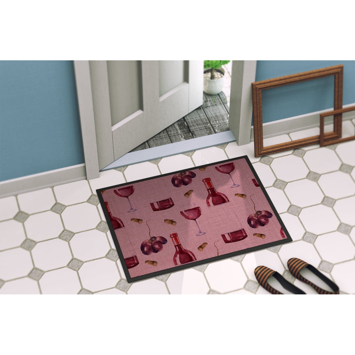 Red Wine on Linen Door Mat