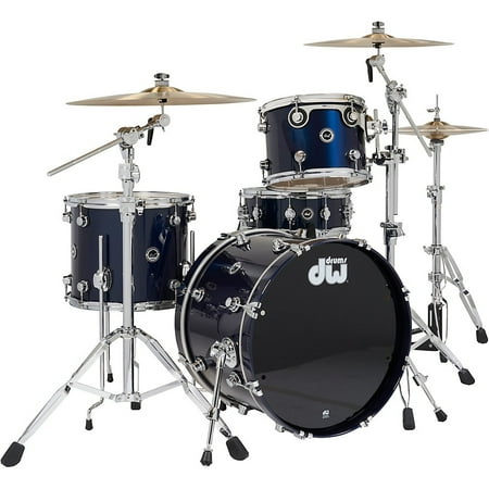 DW DWe Wireless Acoustic-Electronic Convertible 4-Piece Drum Set Bundle With 20" Bass Drum, Cymbals and Hardware Lacquer Custom Specialty Midnight Blue Metallic