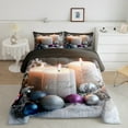 thumbnail image 2 of jejeloiu Marry Xmas Bedding Comforter Set,Colorful Christmas Balls Twin Comforter Sets,White Candle Snowflake Bedding Set For Boys Girls,Lightweight Bedroom Decoration Reversible,2pcs, 2 of 8