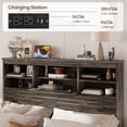 thumbnail image 4 of 4PCS Bedroom Sets, Wooden Queen Size Bed Frame with Storage Headboard and Charging Station, 2 Nightstands with 2 Drawers, 1 Dresser with 5 Drawers, Antique Gray, 4 of 7