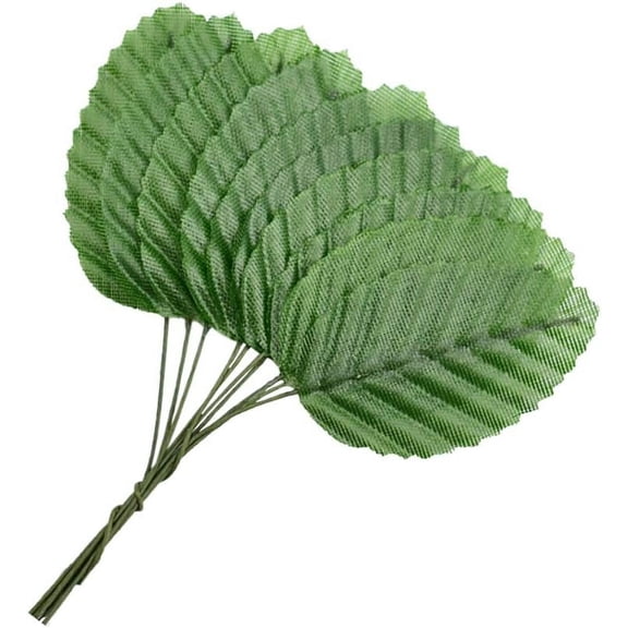 Zukuco 200Pcs Artificial Silk Rose Leaves, Fake Faux Wired Single Leaf for Crafts Scrapbooking Floral Arrangements Home Kitchen Wedding Garland Party Decorations (Green)