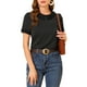 thumbnail image 5 of INSPIRAR CHIC Blusas de Mujer con Cuello Peter Pan en Contraste, con Lunares, de Manga Corta, 3XL, Negro, 5 of 7