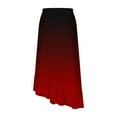 thumbnail image 6 of Kaemgyyd Skirts for Women Summer Gradient Ruffle Hem Flowy Midi Skirt Trendy Elastic Waist Asymmetric Skirt Vacation Beachwear, 6 of 7