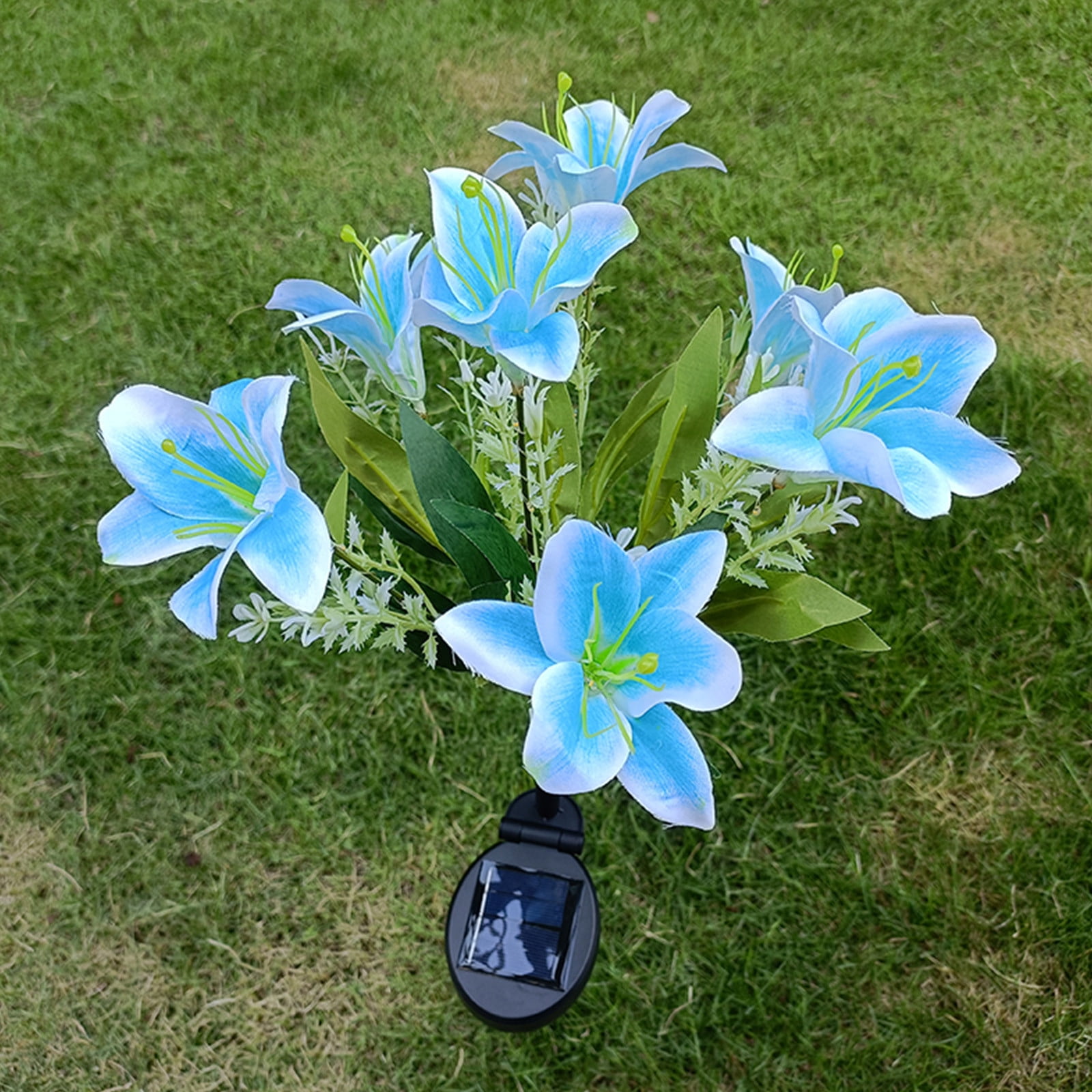 Outdoor Solar Lights,Solar Garden Lights,LED Waterproof Solar Powered Blue Artificial Lily Flowers Stake Light for Patio Yard Garden Decoration,Mother's Day Gifts for Women 1PCS