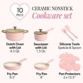 thumbnail image 4 of Paris Hilton 10-Piece Ceramic Nonstick Cookware Set, Cast Aluminum, Clean Ceramic Nonstick Coating, Dishwasher Safe, Pink, 4 of 9