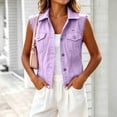 thumbnail image 2 of Admvng Womens Collared Denim Sleeveless Vest Plus Size Button Down Chest Pocket Cropped Colored Jean Casual Layering Gilet, 2 of 8