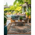 thumbnail image 2 of Unique Loom Outdoor Traditional Collection Area Rug - Timeless (7' 10" Square Navy Blue and Light Pink/Gold), 2 of 9