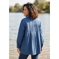 thumbnail image 2 of Woman Within Plus Size Pleat-Back Denim Jacket Long Oversized Jean Coat, 2 of 5