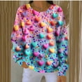 thumbnail image 4 of Fewfanhot Women's Tops, Tees & Blouses Heart Graphic Printed Fall Sweaters Cute Long Sleeve Pullover Jumper Crew Neck Lightweight Sweater, 4 of 6