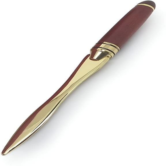 FACEGA Pack of 2 Letter Opener Envelope Slitter for Letter Envelope,Rosewood Handle Brass Blade,Burgundy & Golden Color
